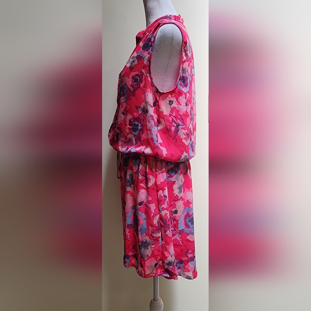 NWT Jasmine & Juliana Chiffon Pink Gray Floral Watercolor Dress Women's Size 6 - Picture 5 of 14
